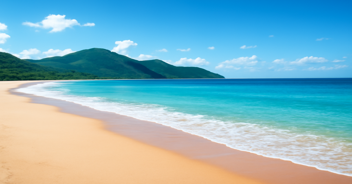 A tranquil beach scene symbolizing financial literacy, with serene nature and a relaxing atmosphere.