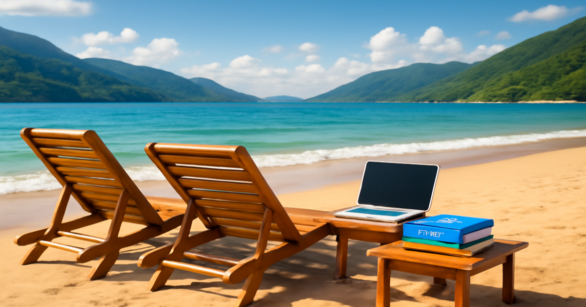 A tranquil beach scene illustrating инвестиции для увеличения дохода and financial growth.