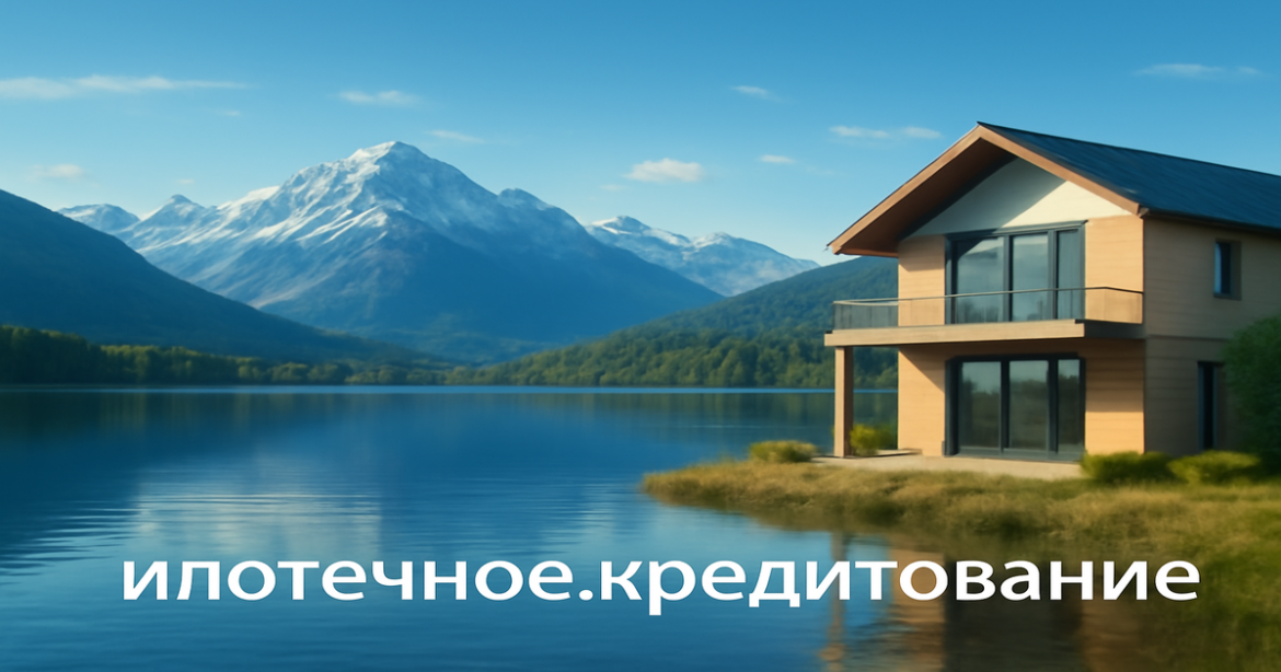 A relaxing mountain landscape representing ипотечное кредитование and home ownership.
