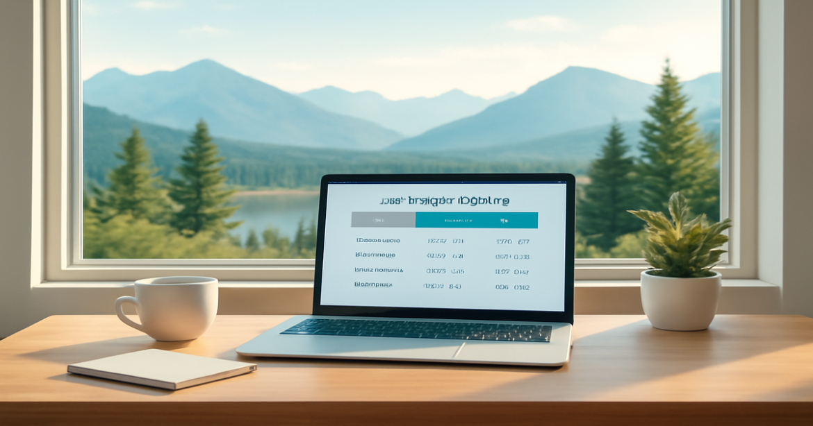 A professional workspace highlighting the comparison of mortgage offers in a relaxing natural setting.