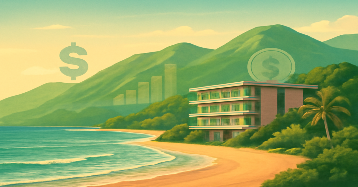 A tranquil beach scene symbolizing saving and growing сбережения in 2026.