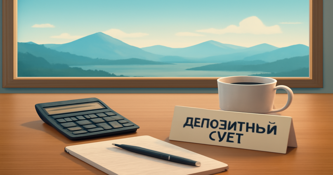 A professional workspace scene featuring a депозитный счет theme, symbolizing financial planning and tranquility.