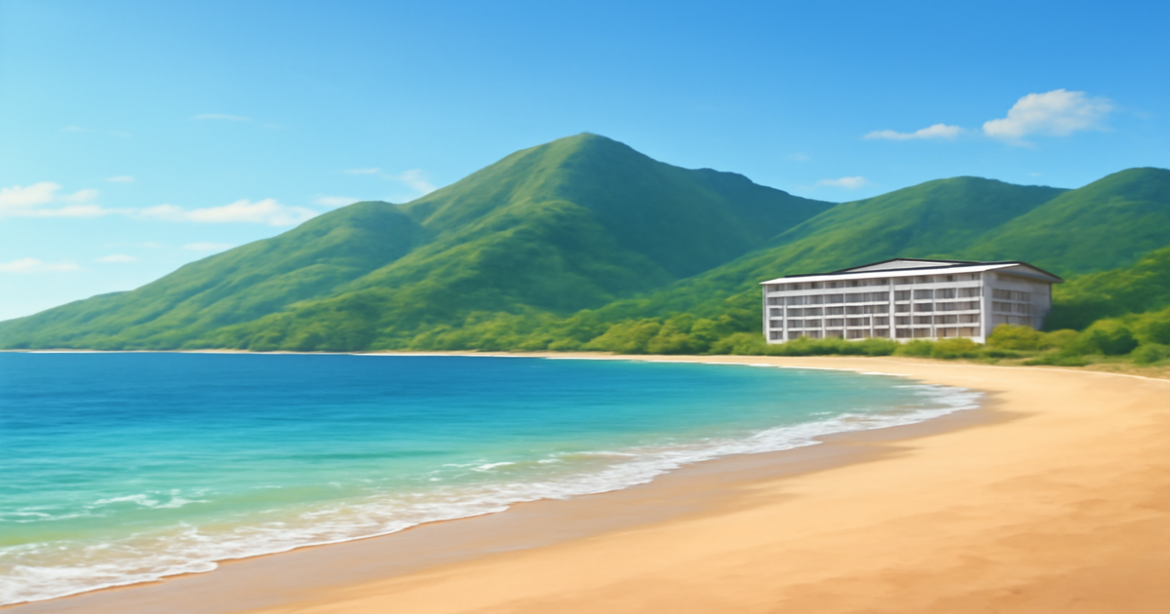 Beautiful beach and mountains representing financial protection through страховка.