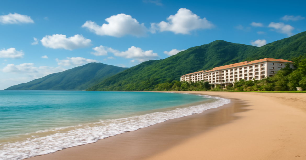 A beautiful travel scene illustrating the выбор страхового полиса for safe and relaxing vacations.