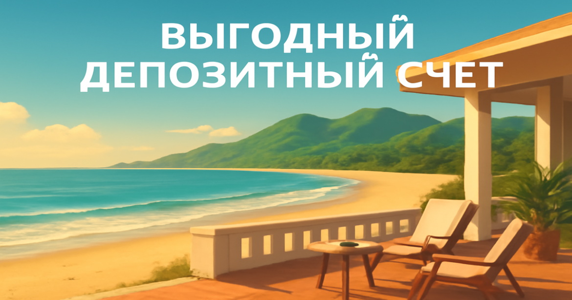 A peaceful beach scene symbolizing financial growth through выгодный депозитный счет.