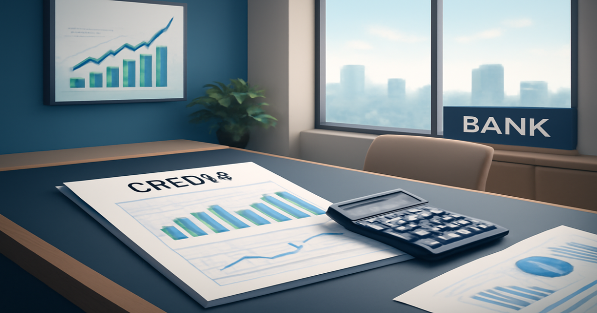 Explore банковские кредиты in a modern office setting, symbolizing financial planning and stability.