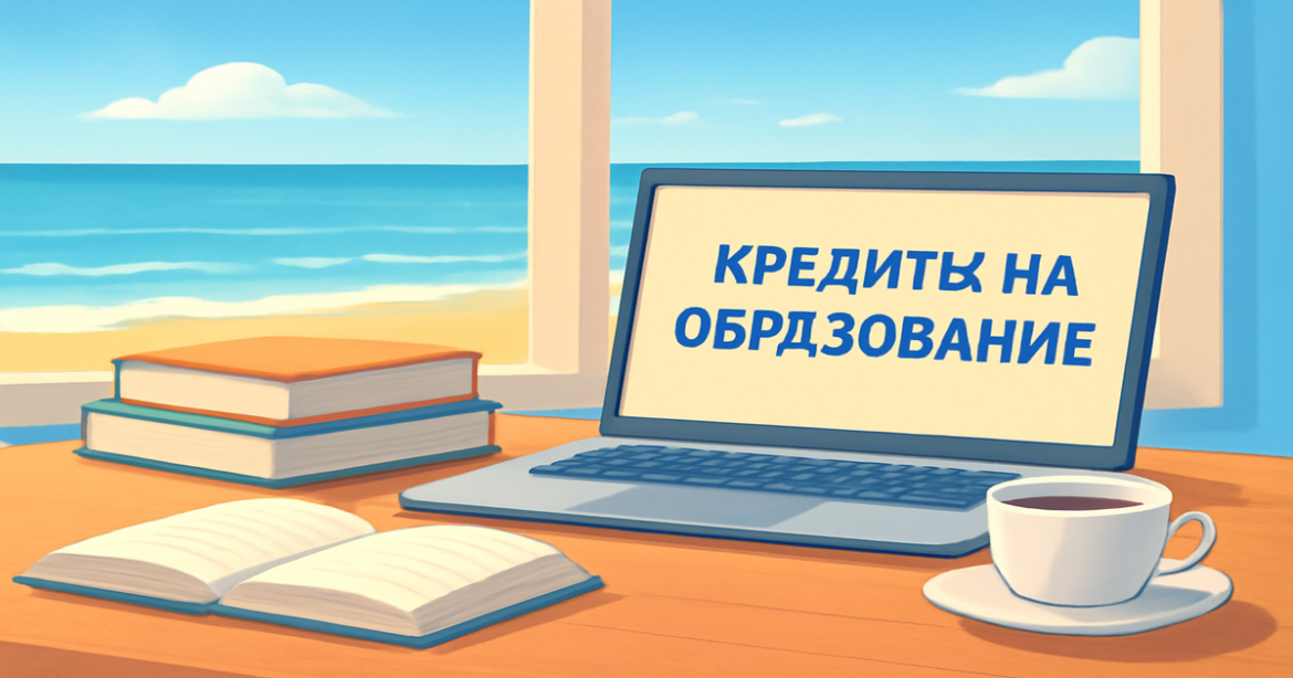 A tranquil study scene symbolizing кредиты на образование for students seeking financial support.