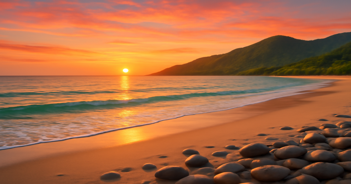 A tranquil beach sunset reflecting the essence of инвестирование in 2023.