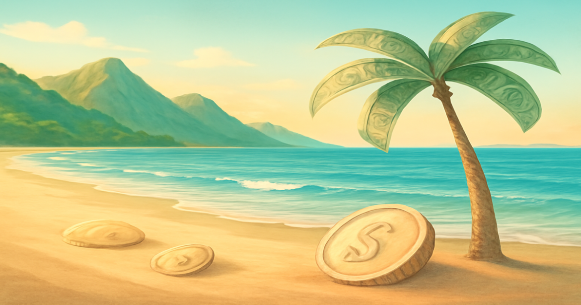 Explore накопительные счета with this serene beach landscape, symbolizing financial growth and relaxation.