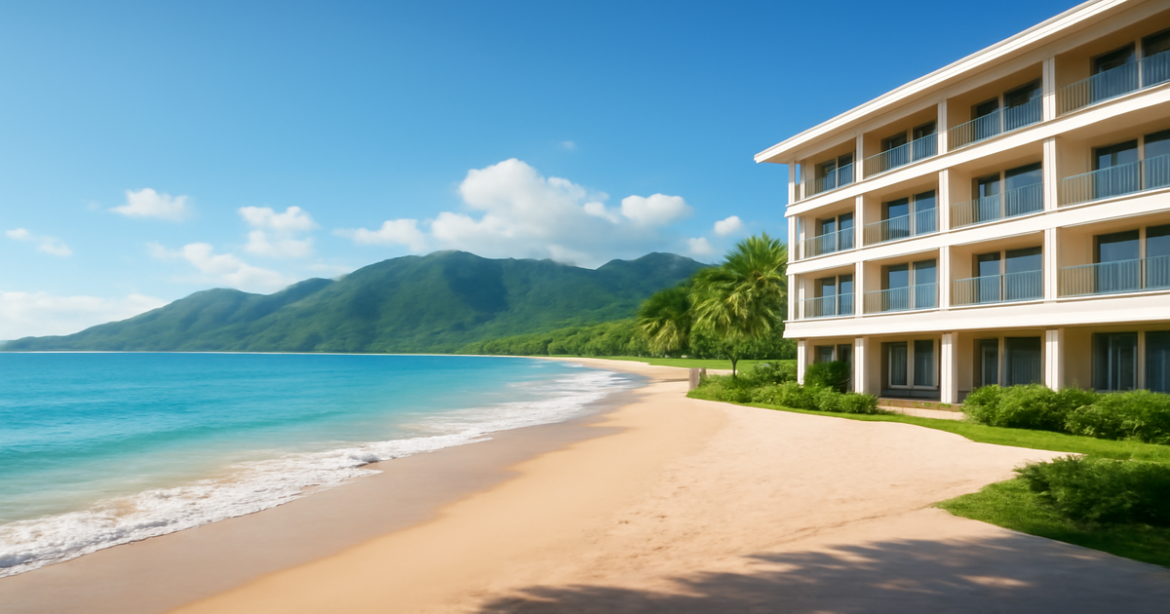 Explore investment funds in a serene beach landscape, ideal for financial planning and relaxation.