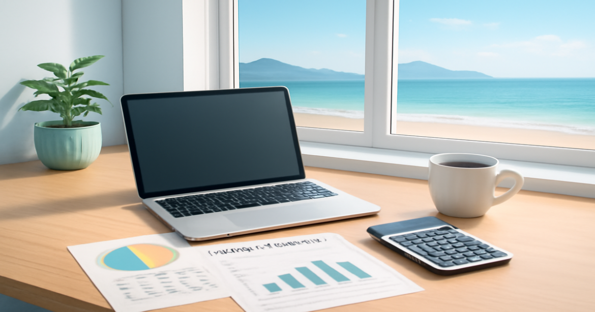 A serene workspace for планирование бюджета, featuring tools for effective family financial planning.