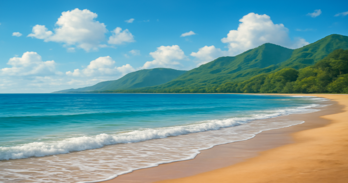 A peaceful beach scene representing the understanding of кредитный рейтинг for financial clarity.