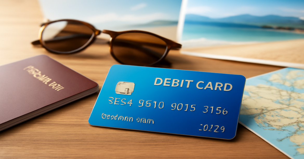 Explore the differences in financial choices with a focus on дебетовая карта in a travel-themed setting.