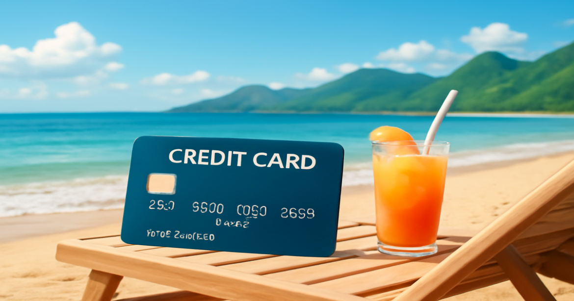 A tranquil beach scene illustrating the effective use of кредитные карты for debt management.