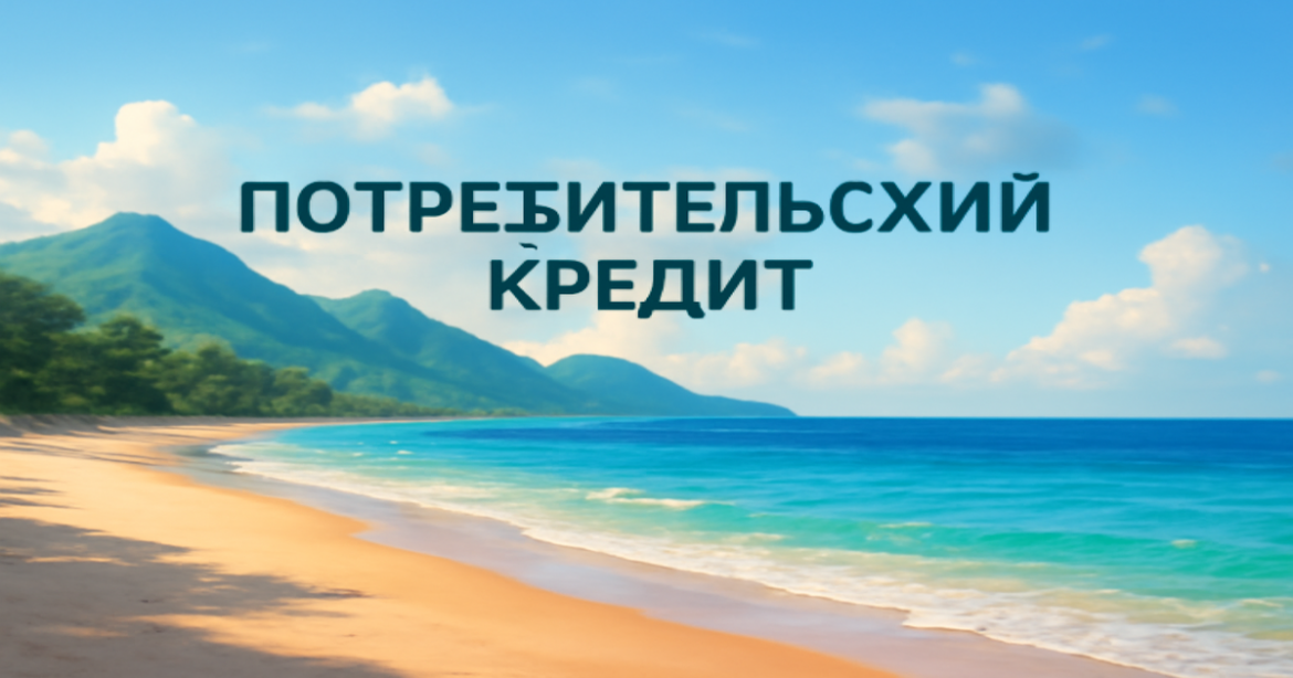 A tranquil beach scene representing the benefits of a потребительский кредит for personal finance.