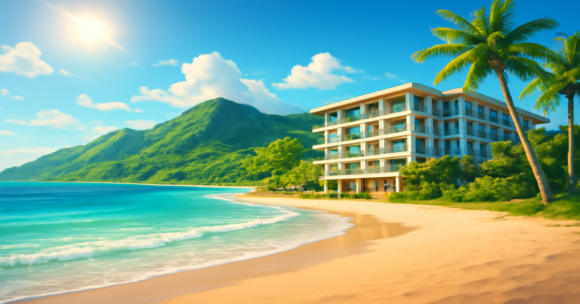 A tranquil beach scene illustrating the importance of страхование for travel safety and enjoyment.