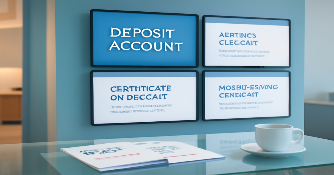 Explore the best options for storing money with a депозитный счет in a modern bank setting.