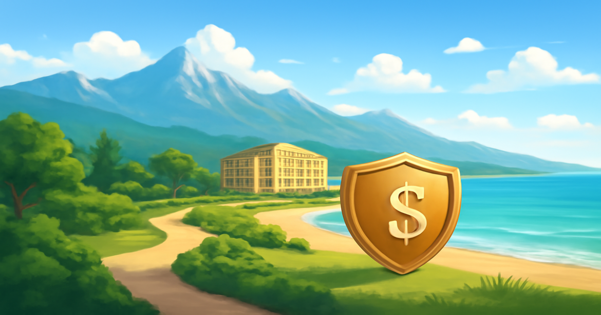Stunning travel landscape showcasing страхование benefits for financial protection in a relaxing environment.