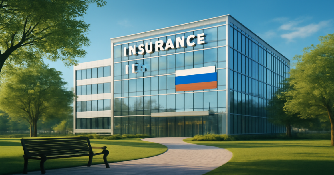 Image of a modern office building representing страховые компании in Russia, evoking trust and professionalism.