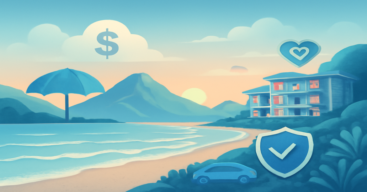 Explore the diverse виды страхования with a beautiful landscape representing financial protection.