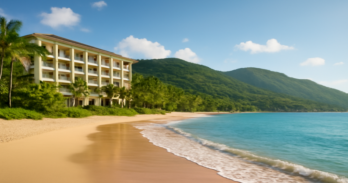 A tranquil beach scene highlighting travel opportunities funded by потребительские кредиты.